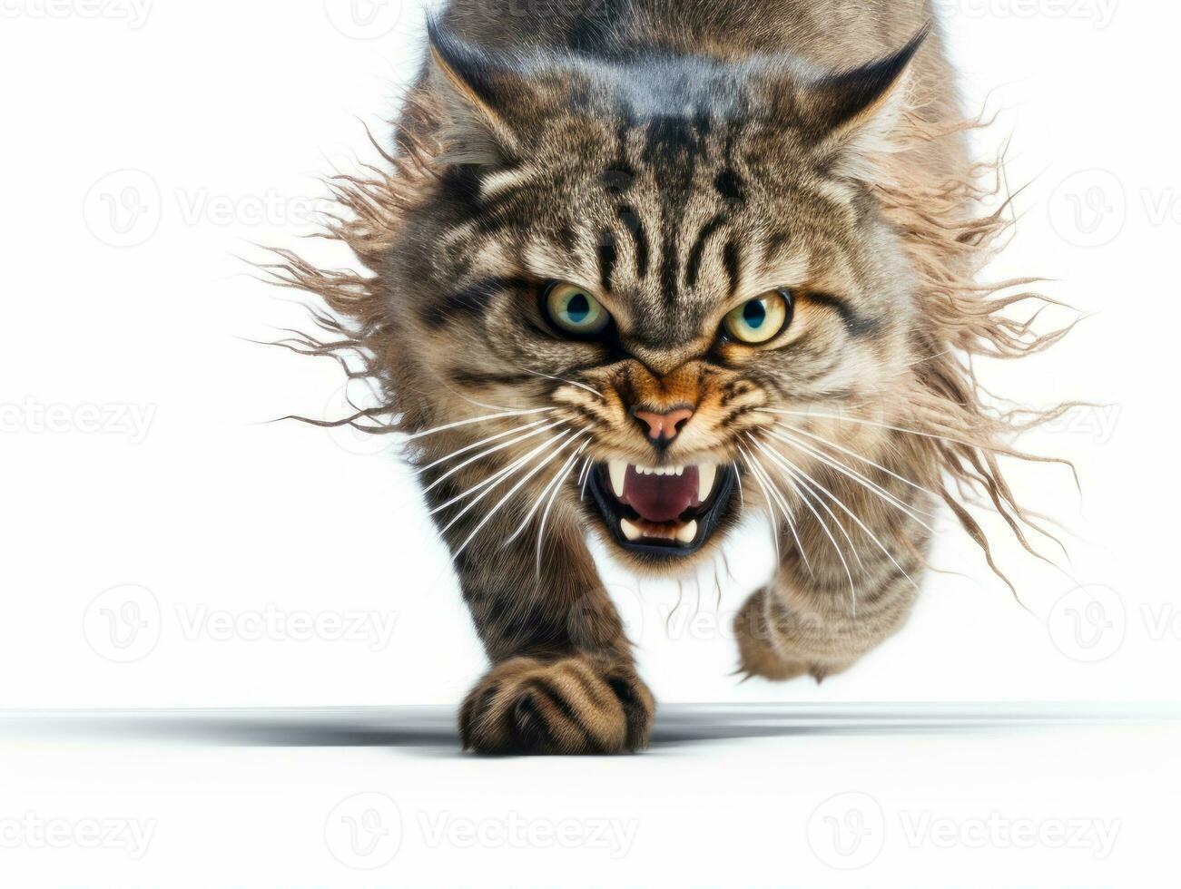 awesome epic photo of cat on white background national geographic style AI Generative