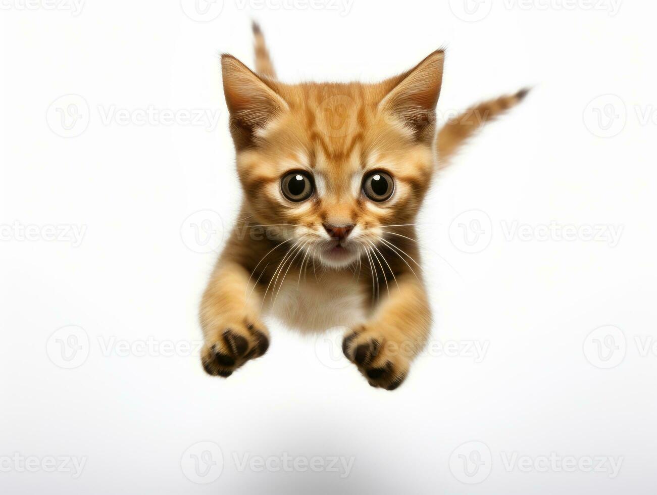 awesome epic photo of cat on white background national geographic style AI Generative