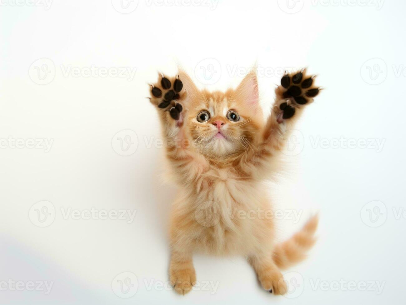 awesome epic photo of cat on white background national geographic style AI Generative