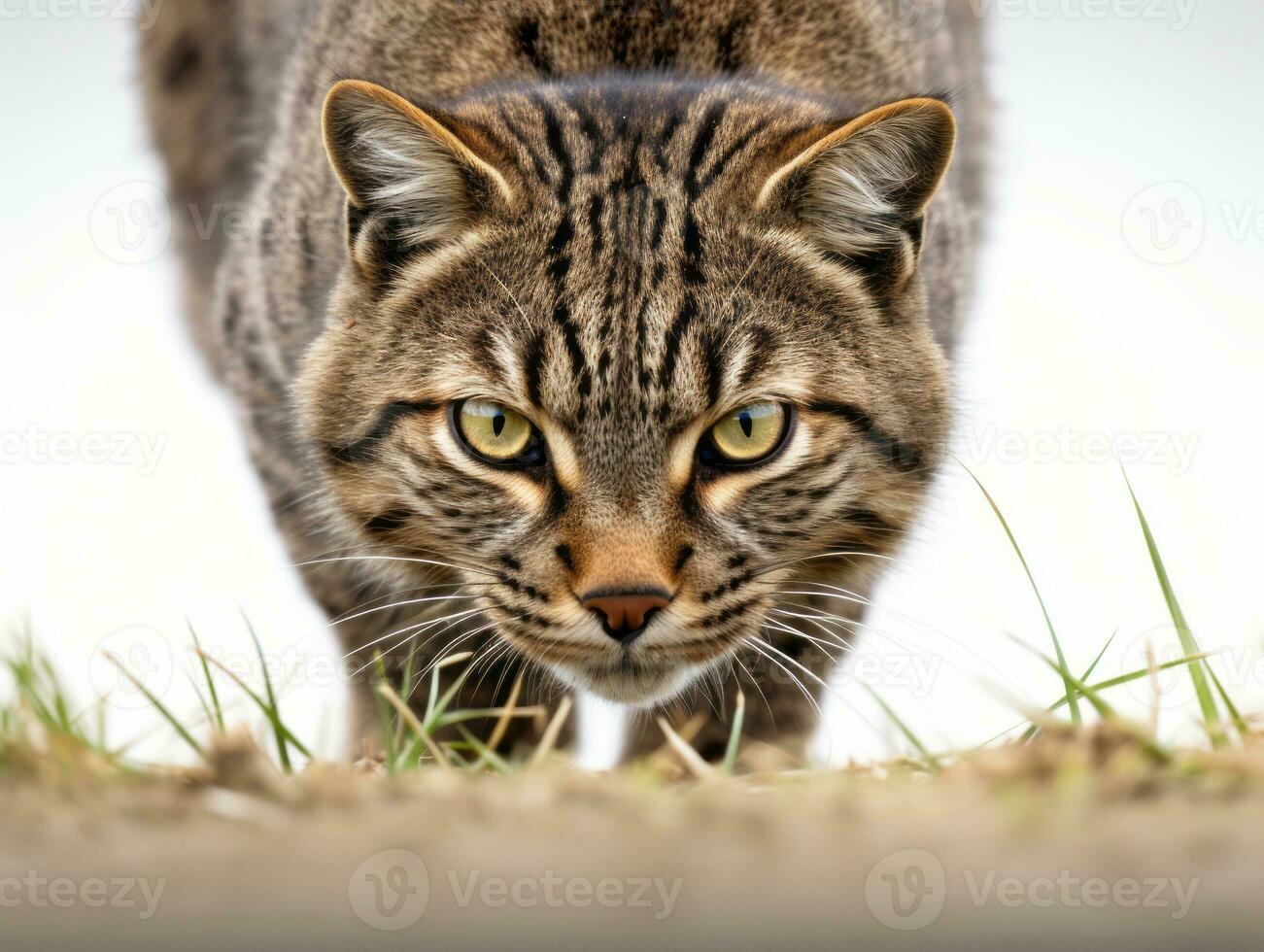 awesome epic photo of cat on white background national geographic style AI Generative