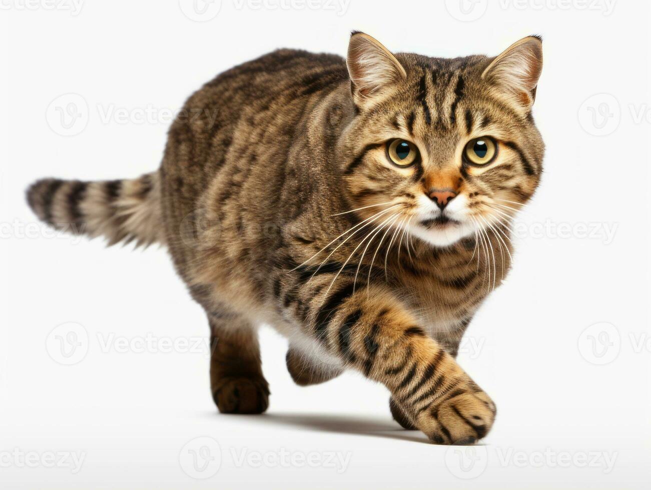 awesome epic photo of cat on white background national geographic style AI Generative