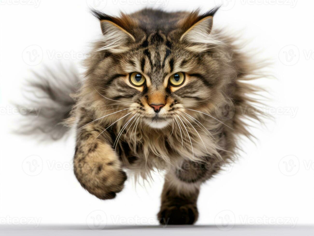 awesome epic photo of cat on white background national geographic style AI Generative