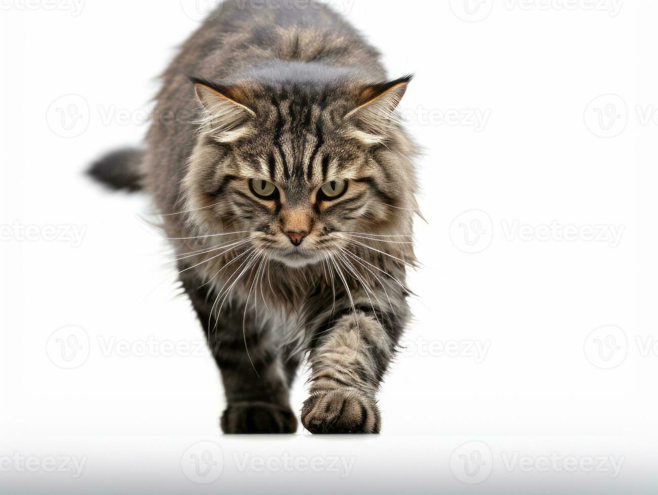 awesome epic photo of cat on white background national geographic style AI Generative