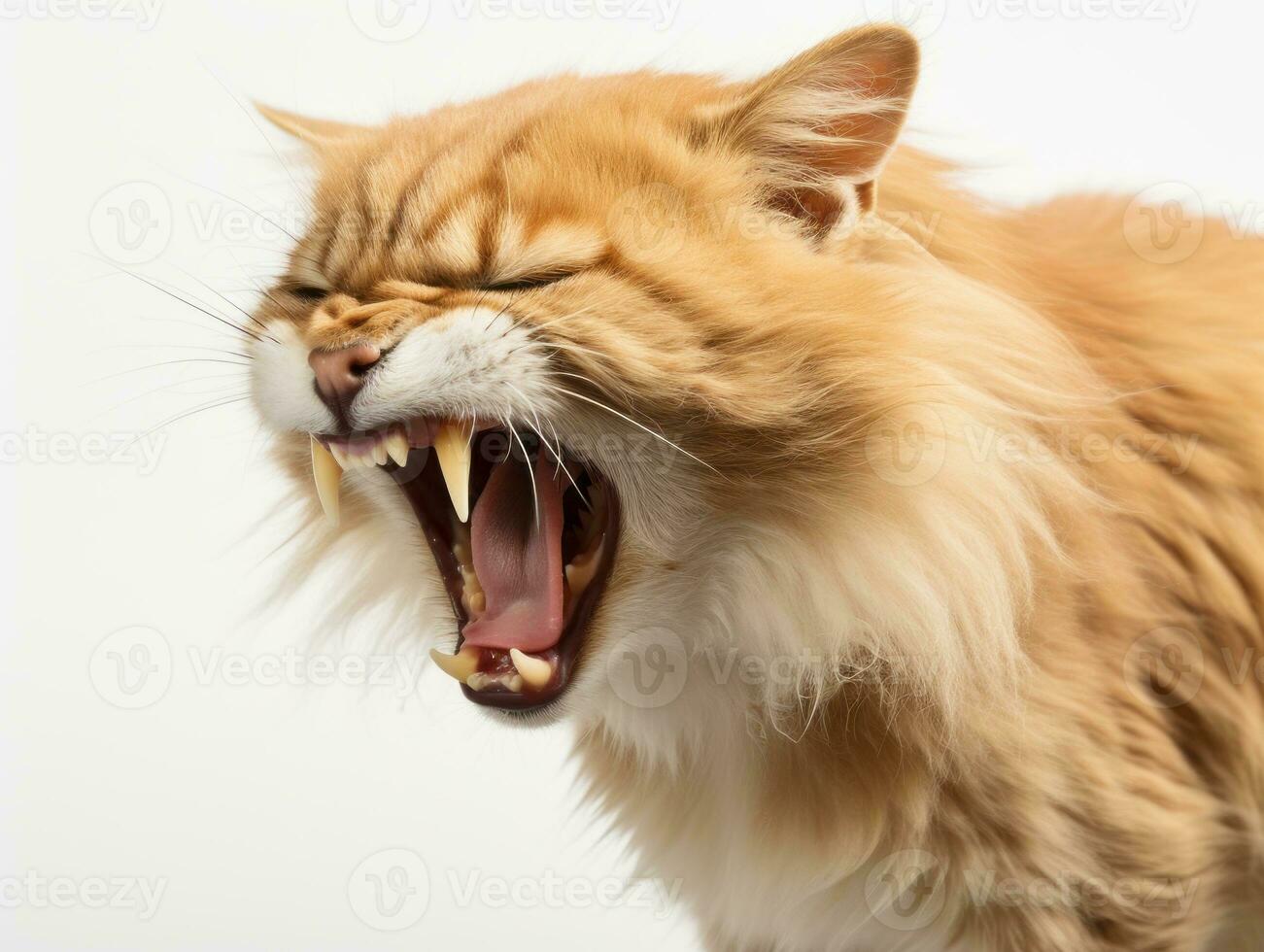 awesome epic photo of cat on white background national geographic style AI Generative