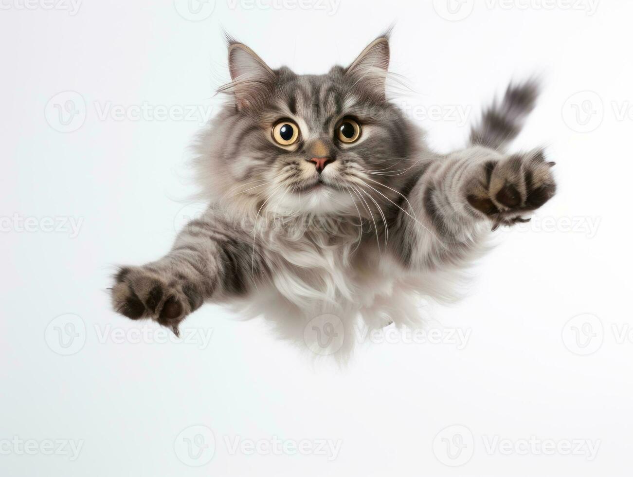 awesome epic photo of cat on white background national geographic style AI Generative