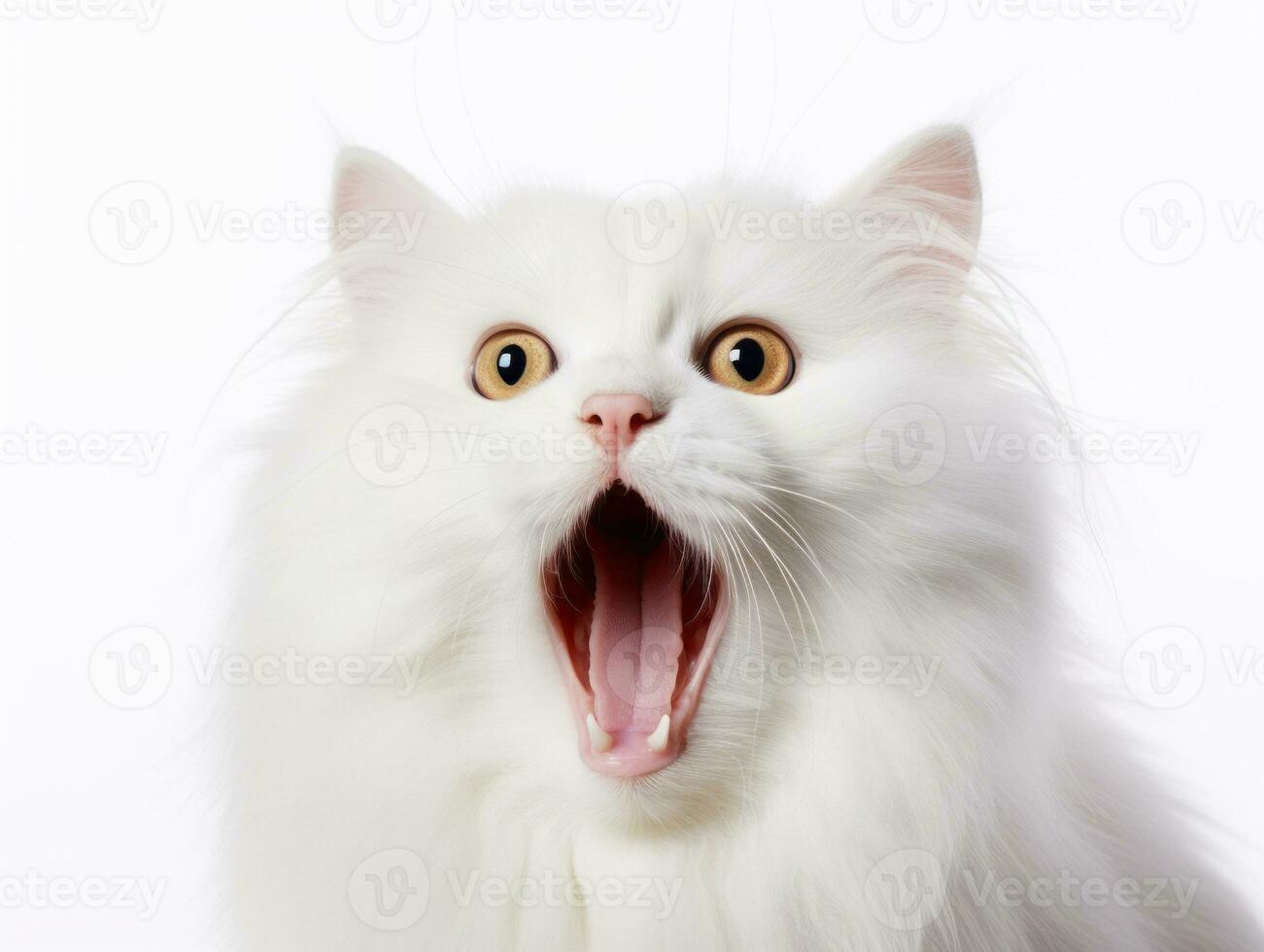 awesome epic photo of cat on white background national geographic style AI Generative