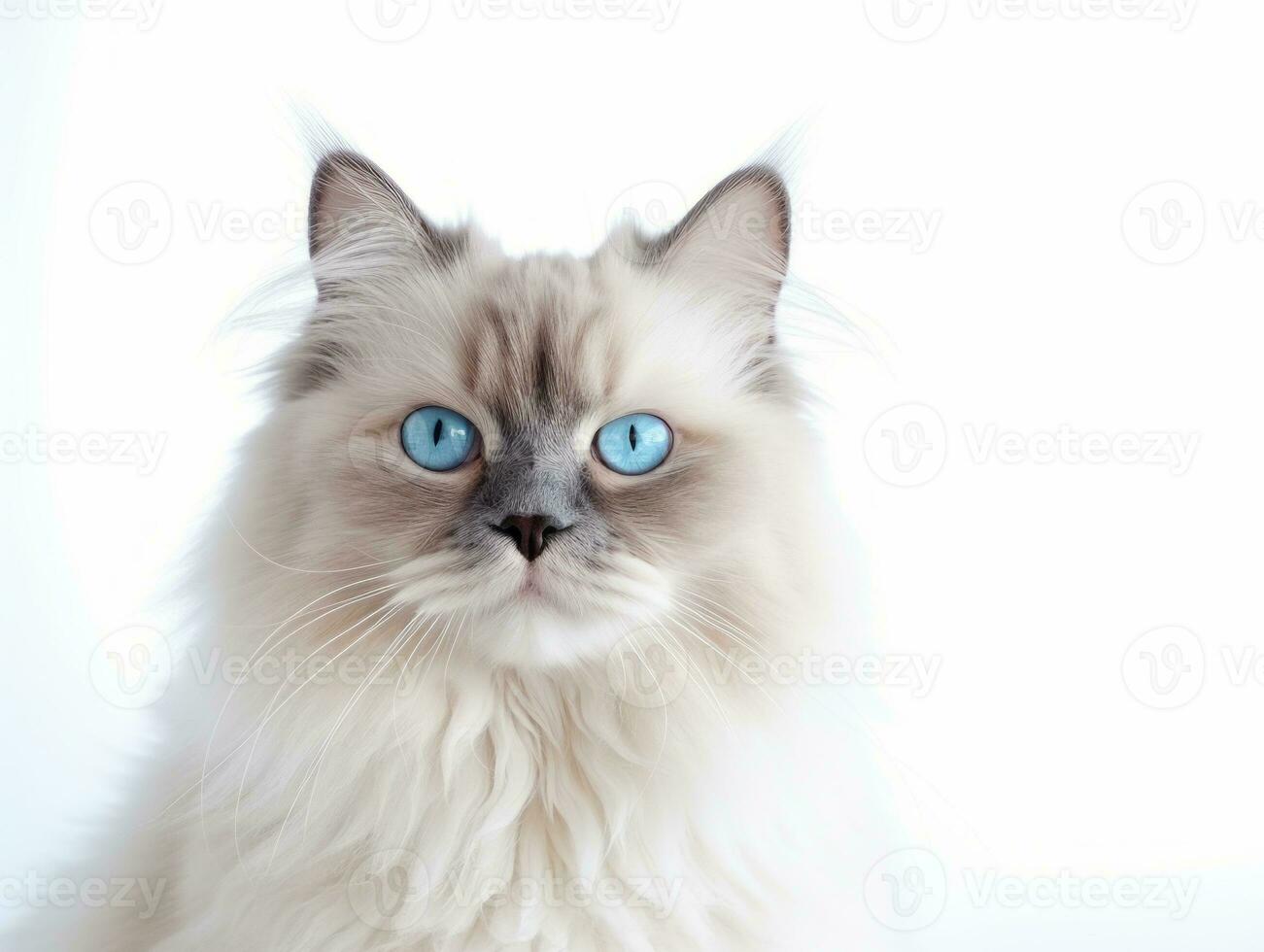 awesome epic photo of cat on white background national geographic style AI Generative