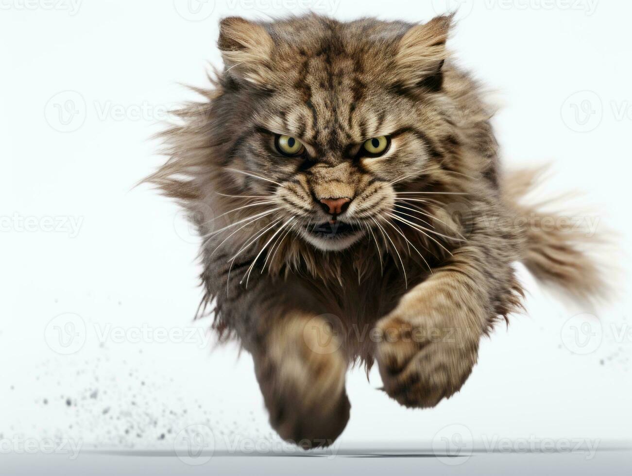 awesome epic photo of cat on white background national geographic style AI Generative