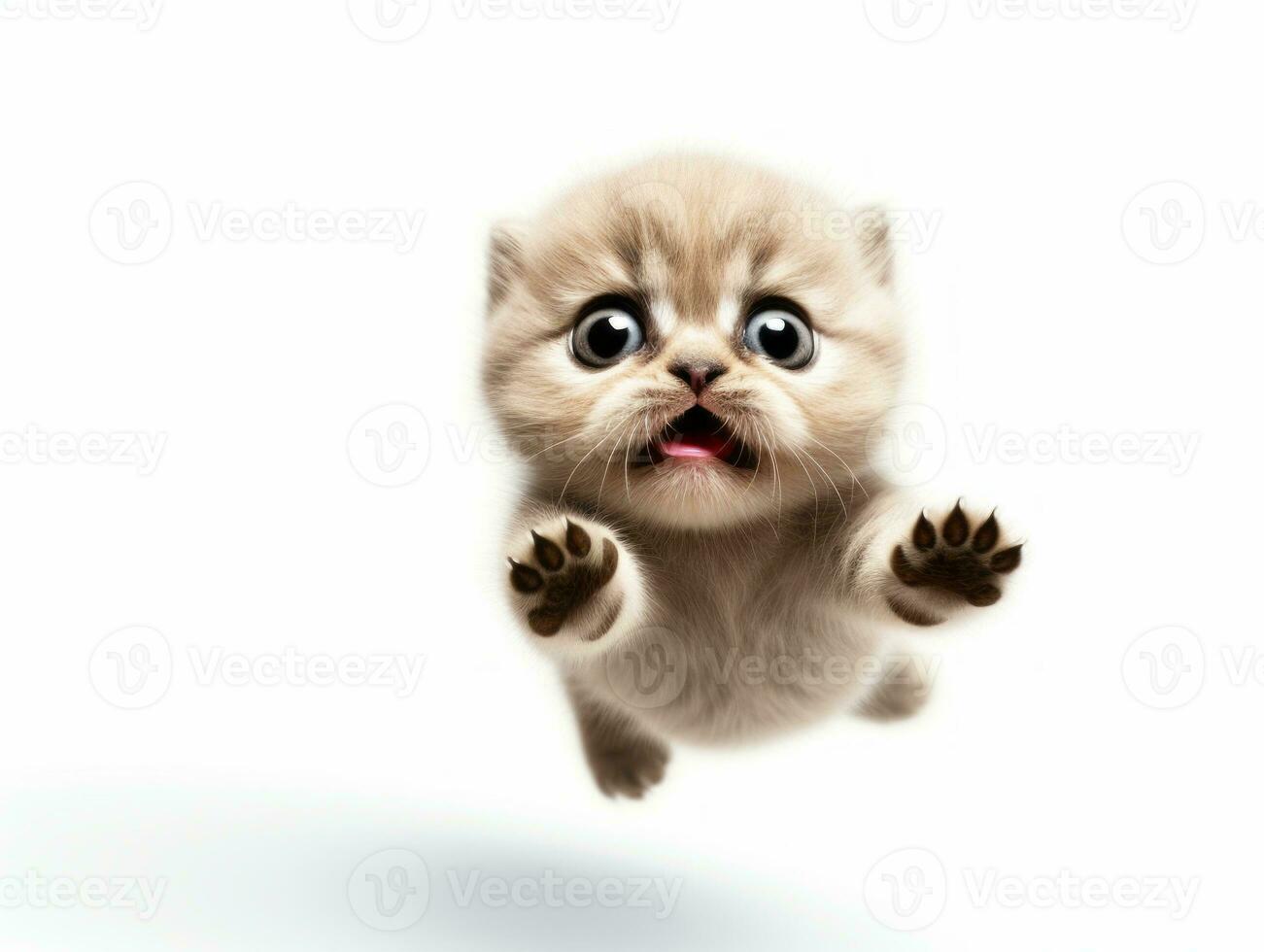 awesome epic photo of cat on white background national geographic style AI Generative