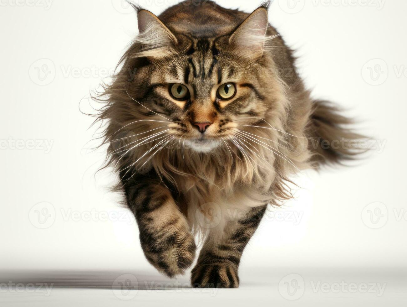 awesome epic photo of cat on white background national geographic style AI Generative