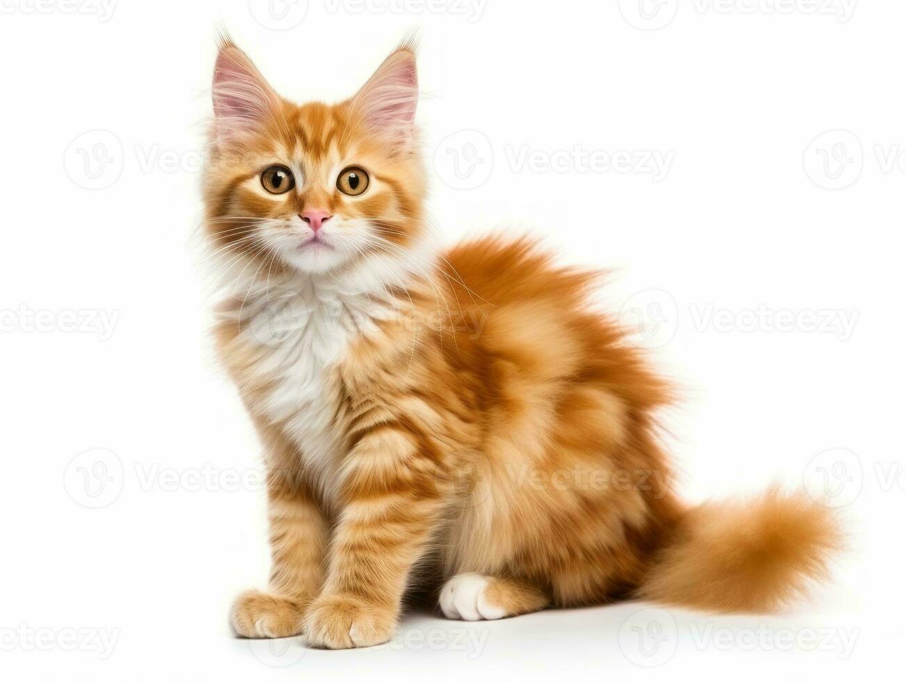 awesome epic photo of cat on white background national geographic style AI Generative