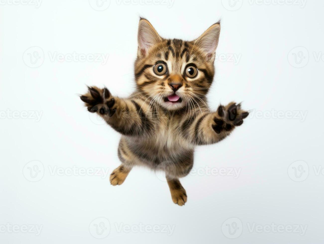 awesome epic photo of cat on white background national geographic style AI Generative