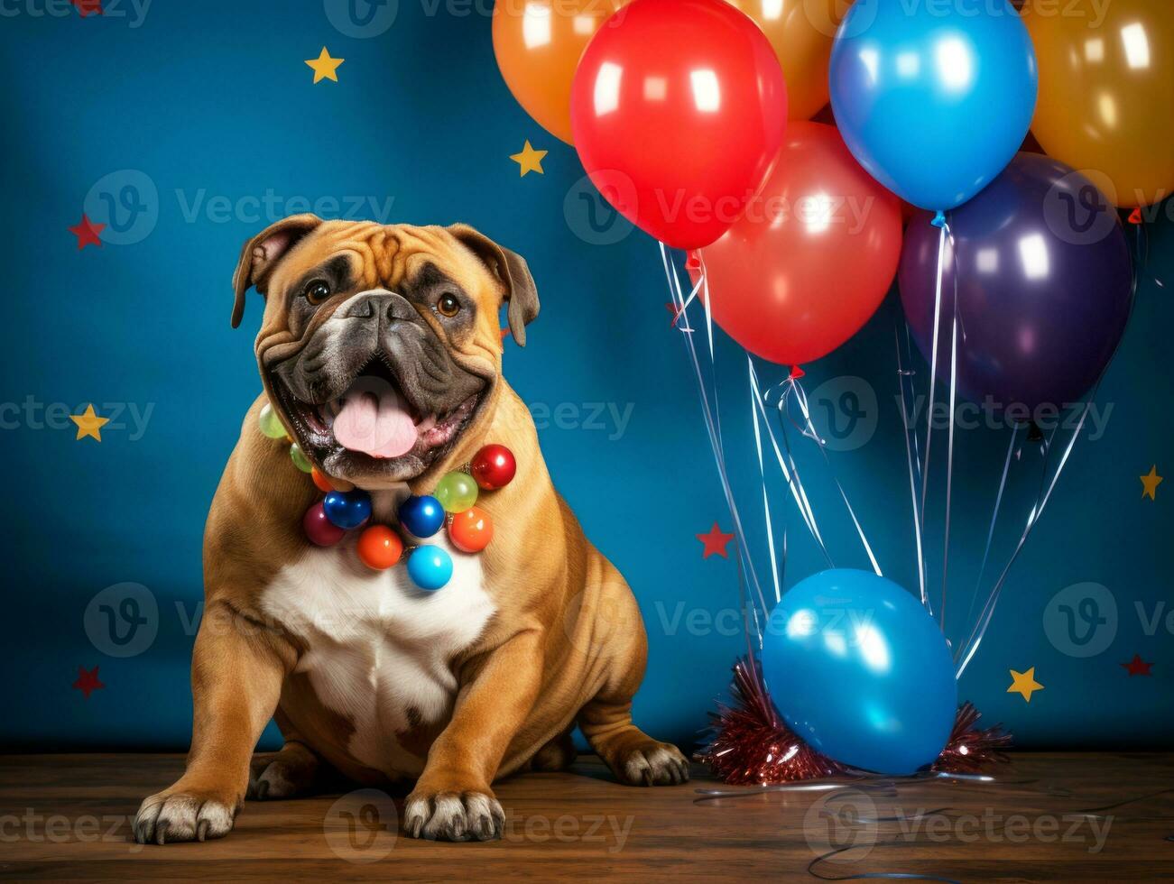 Adorable dog posing with a birthday cake at a celebration AI Generative photo