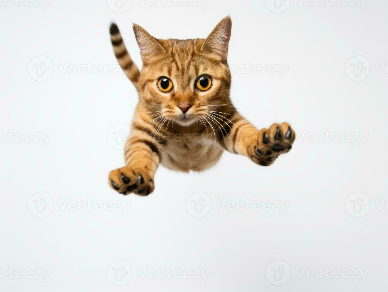 awesome epic photo of cat on white background national geographic style AI Generative