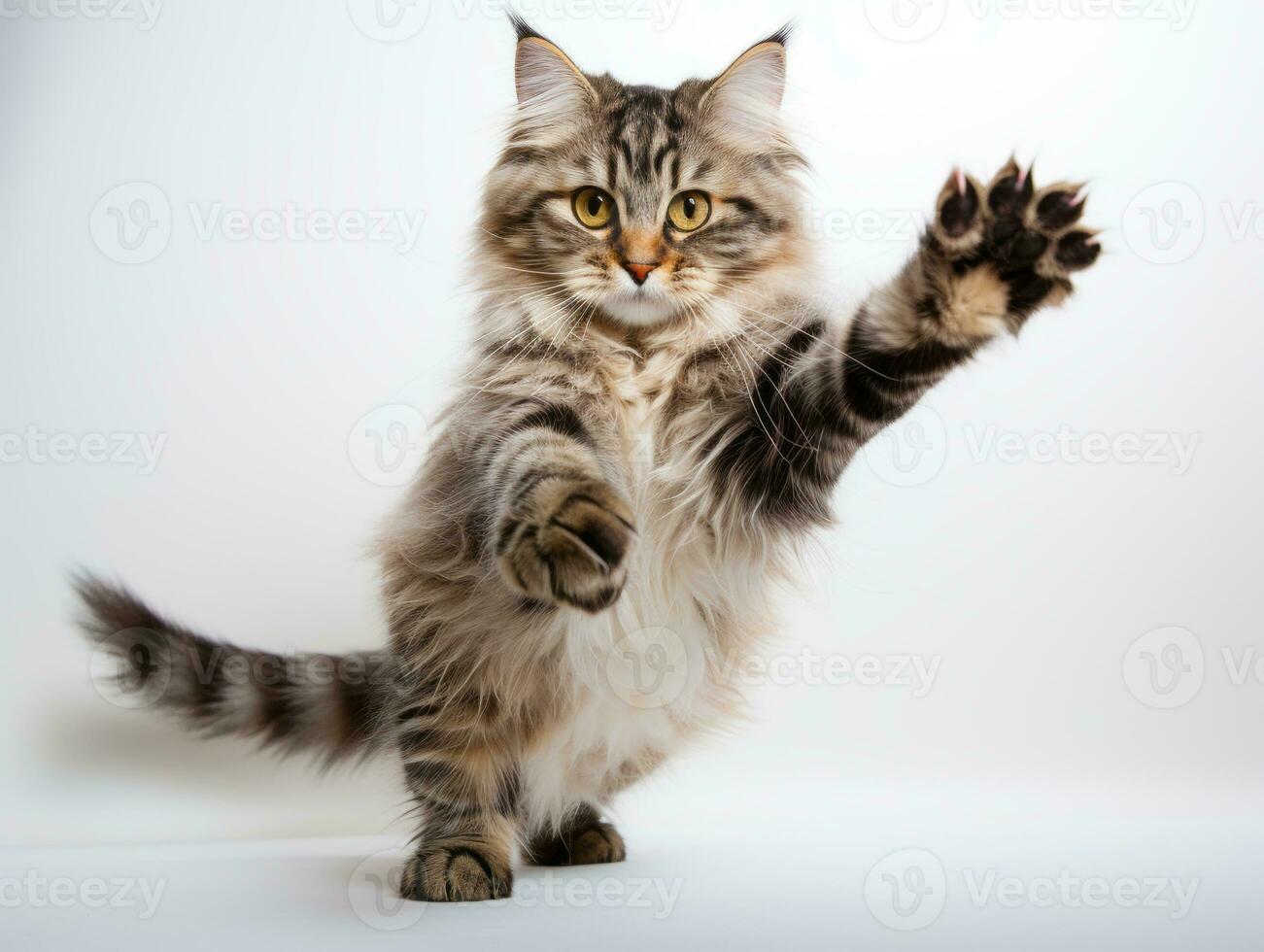 awesome epic photo of cat on white background national geographic style AI Generative