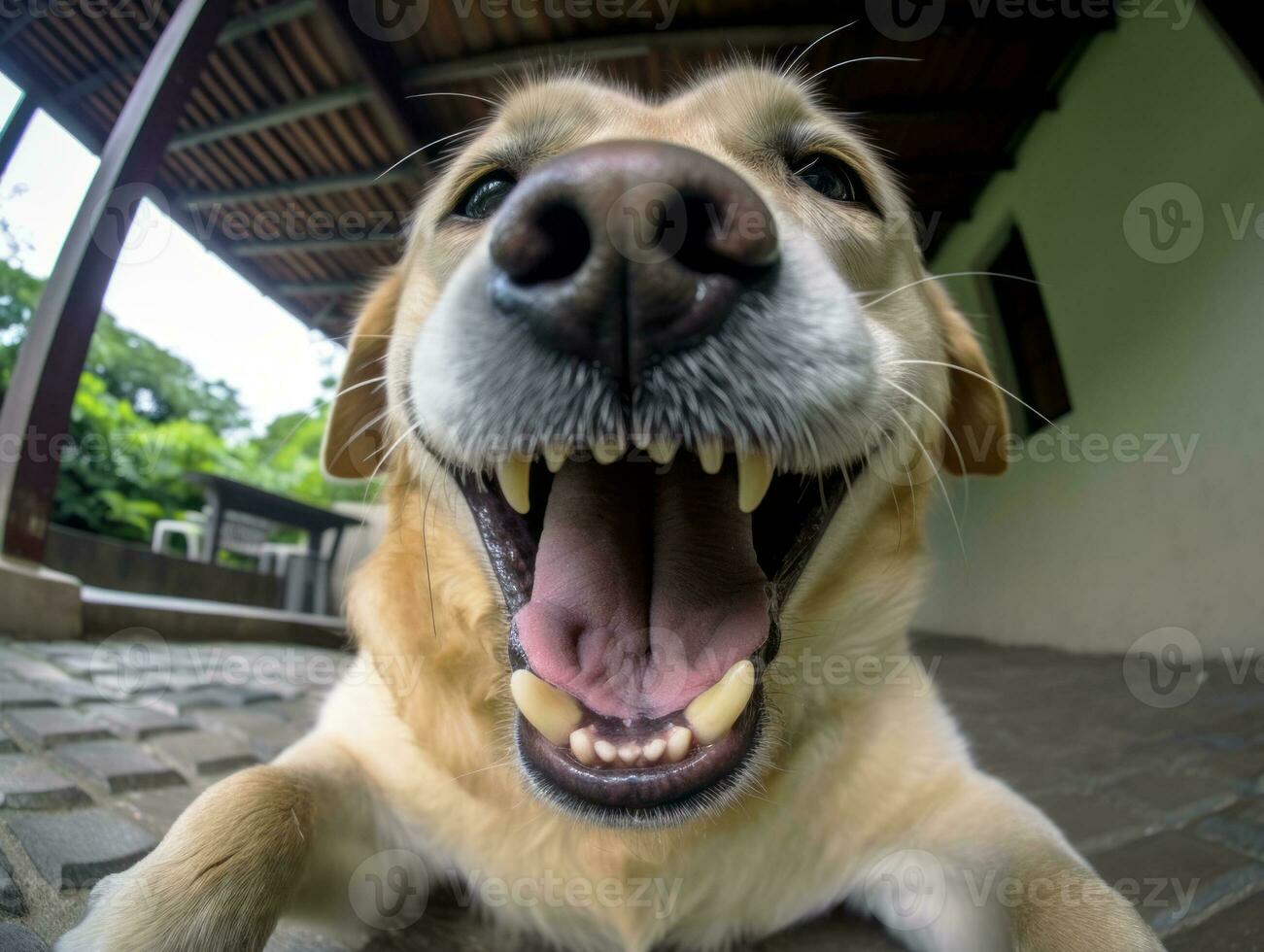 Content dog enjoying in the living room floor AI Generative photo
