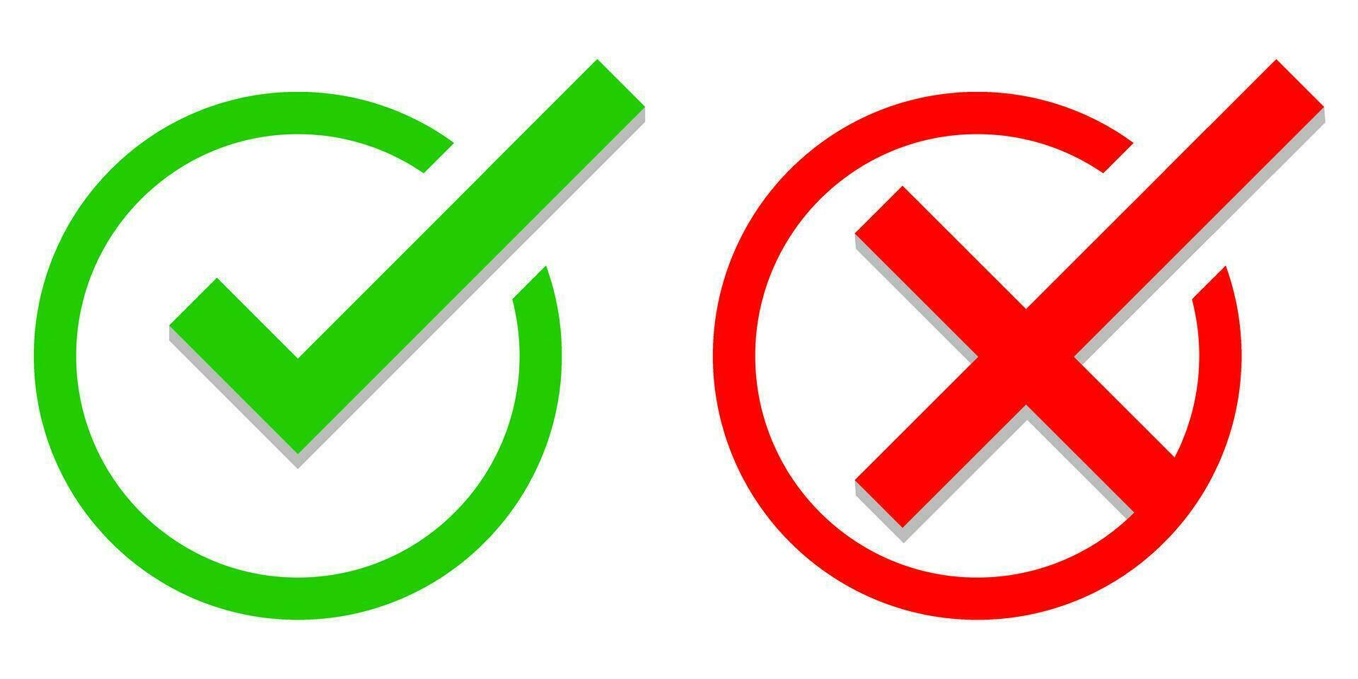 Right wrong tick circle icon set green and red vector