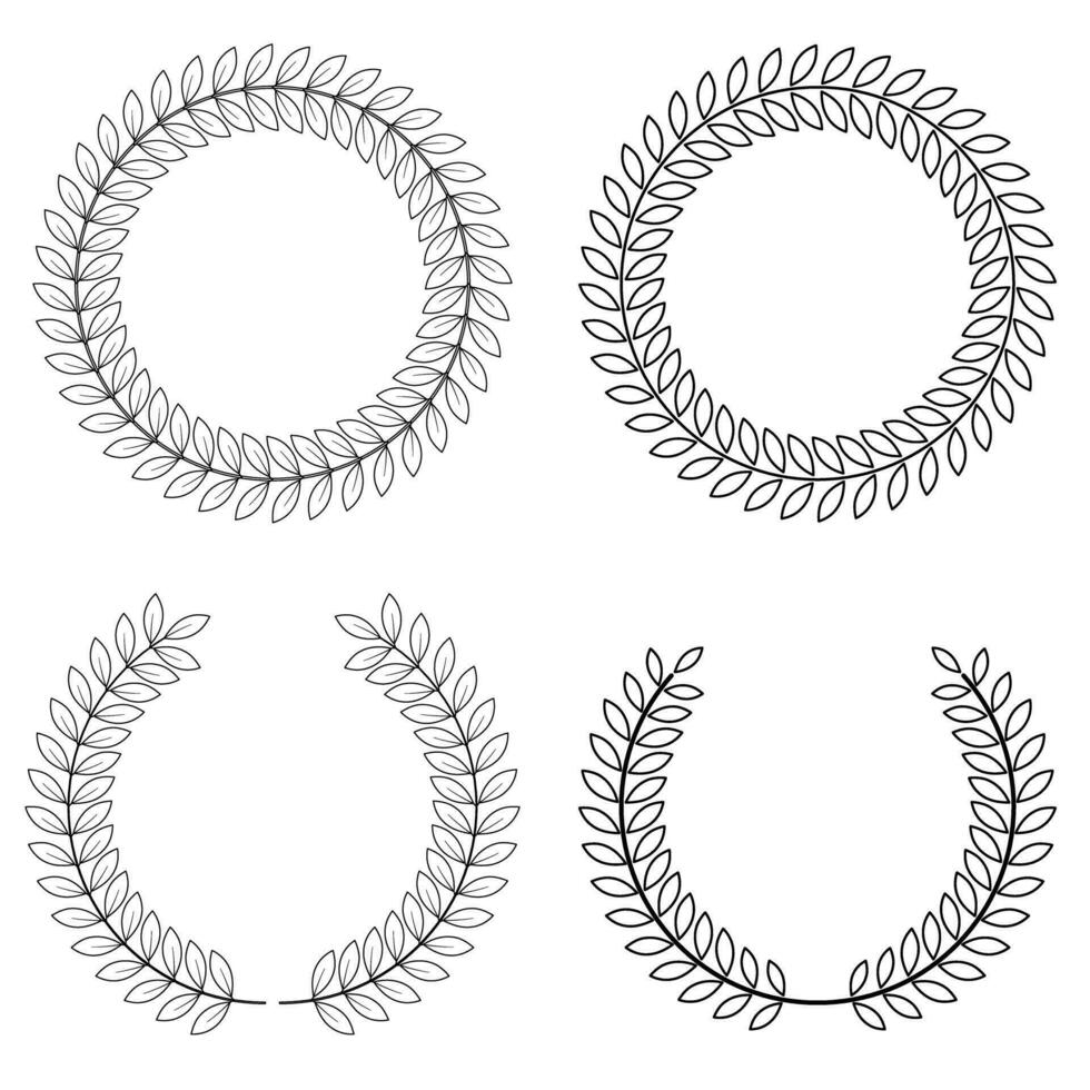 Laurel Wreaths icon set outline vector