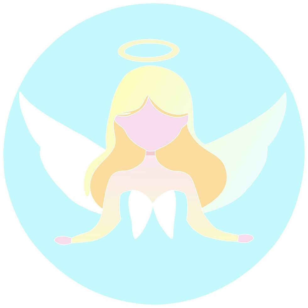 Angel goddess spirit girl blond hair white wings blessing open hands vector