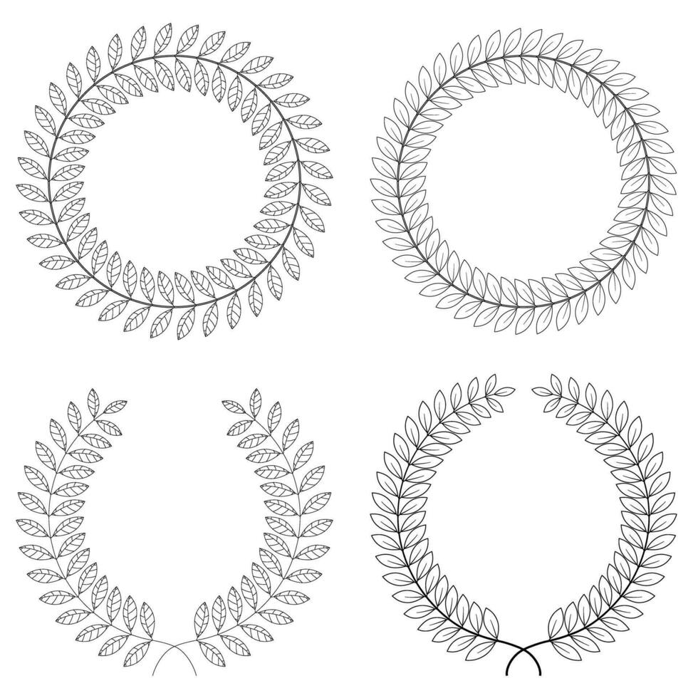 Laurel Wreaths leaves branches line detail symbol of victory vector