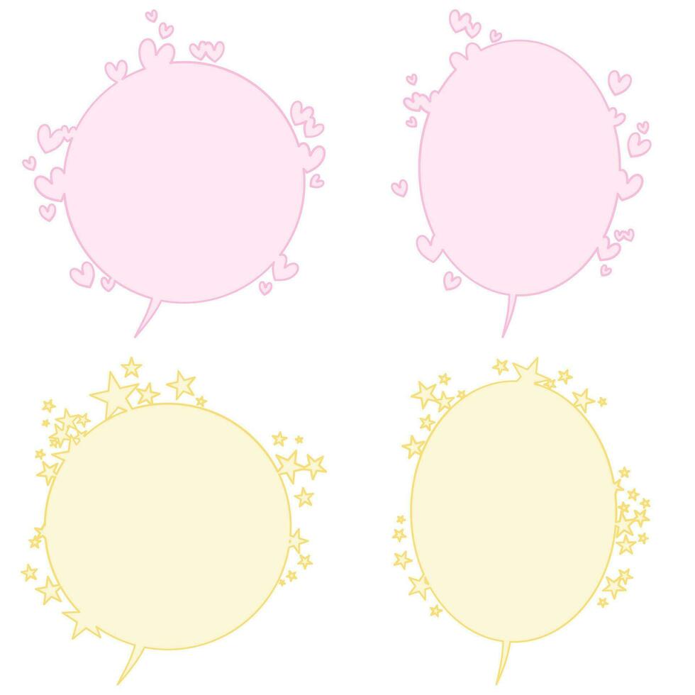 Speech bubbles set happy star and love colors vector