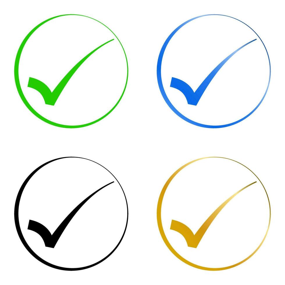 Right correct icon set outline gradient colors circle vector