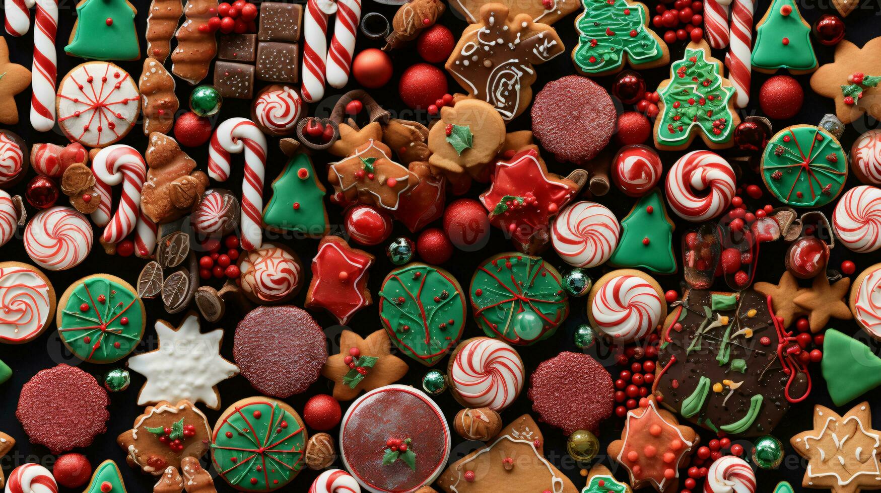 ai generative Seamless pattern of realistik Christmas cookies with decoration photo