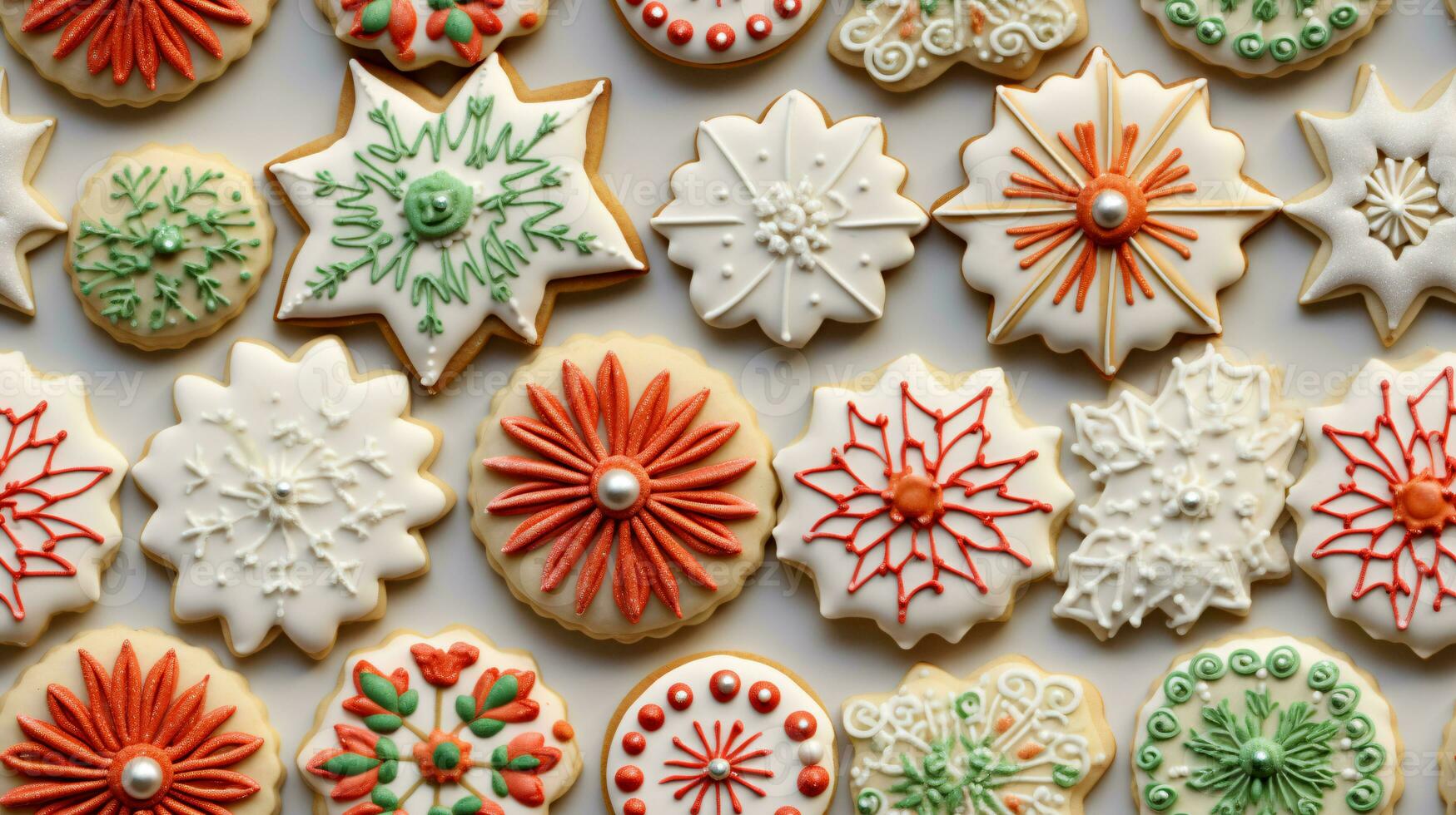 ai generative Seamless pattern of realistik Christmas cookies with decoration photo