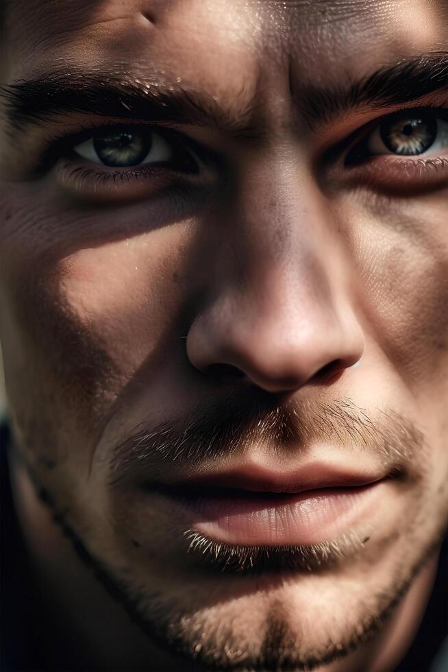 portrait of a European man, close-up, soft light, art photo