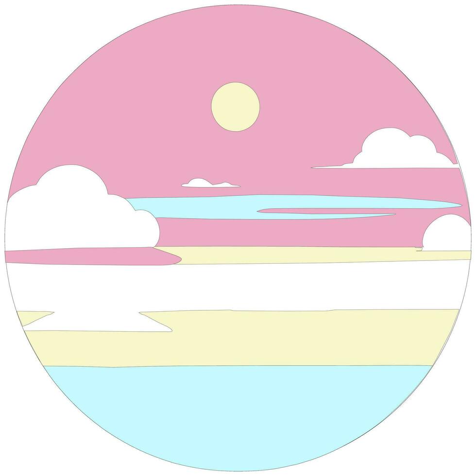 Sky circle window ocean sea beach clouds climate day pastel colors vector