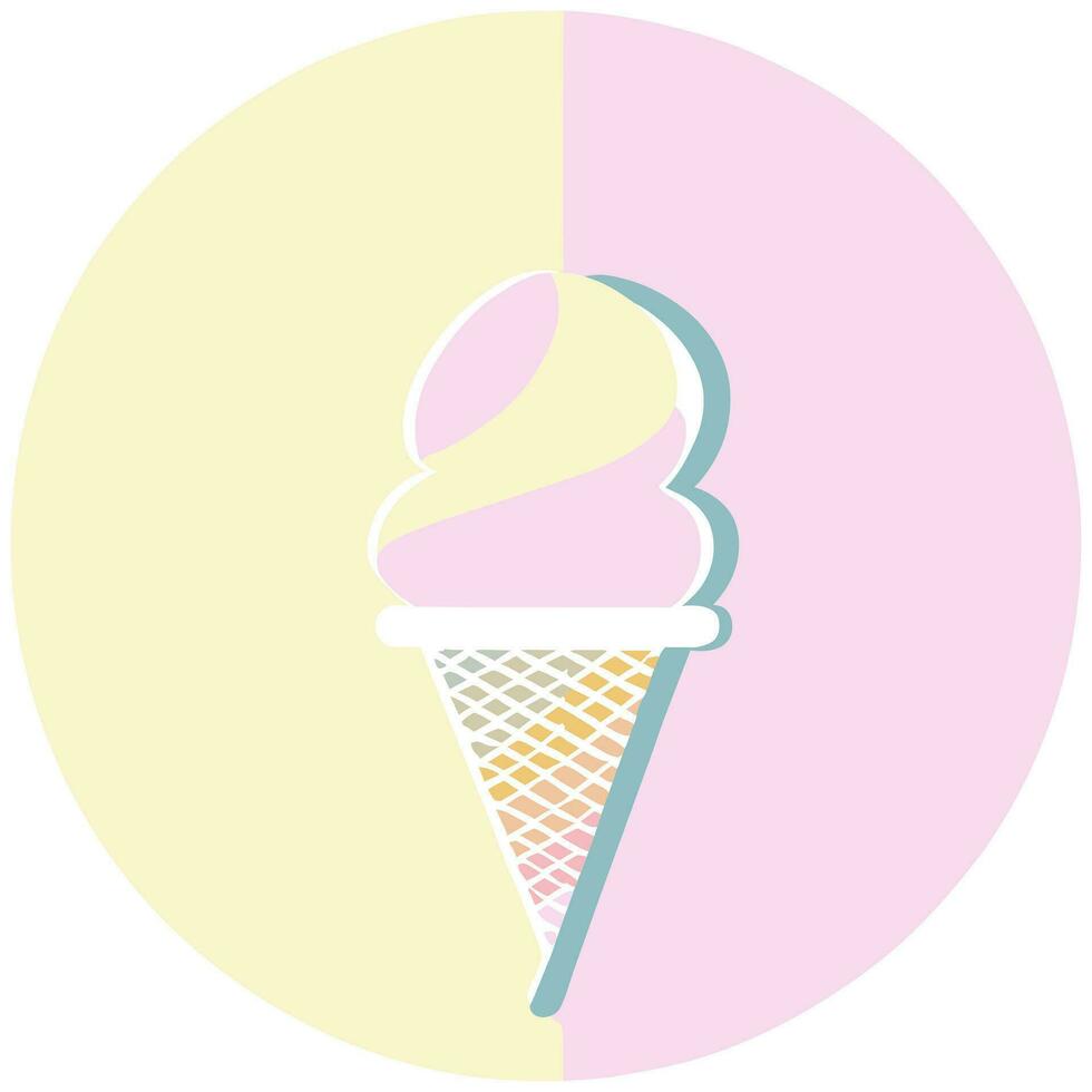 Two Tone Soft Serve Ice Cream Cone Strawberry and Vanilla flavor vector
