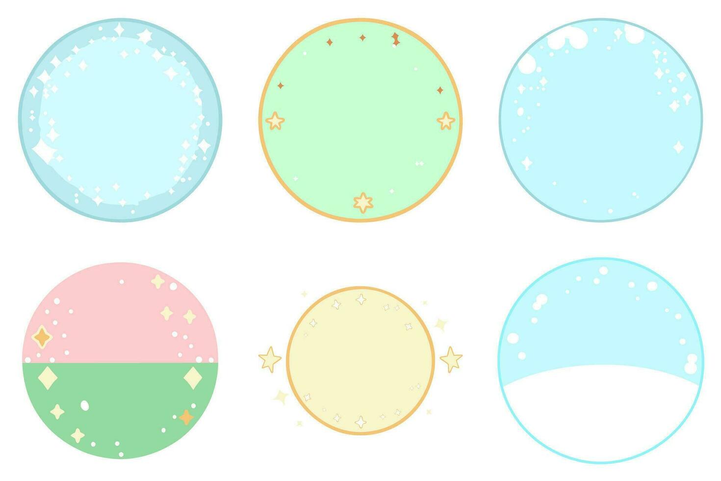 Christmas Snow Star Circle Border Frame Set Round Backgrounds vector