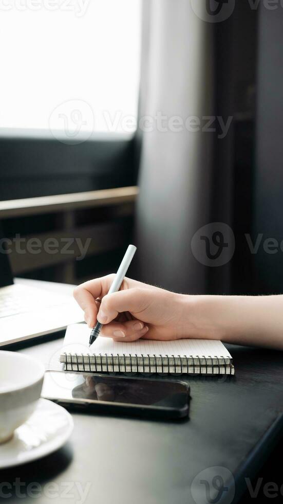 Focused Professional. Businessman at Work in Office, Planning Business Strategy. Journalism in Action. Journalist Engaged in Office Workspace. photo