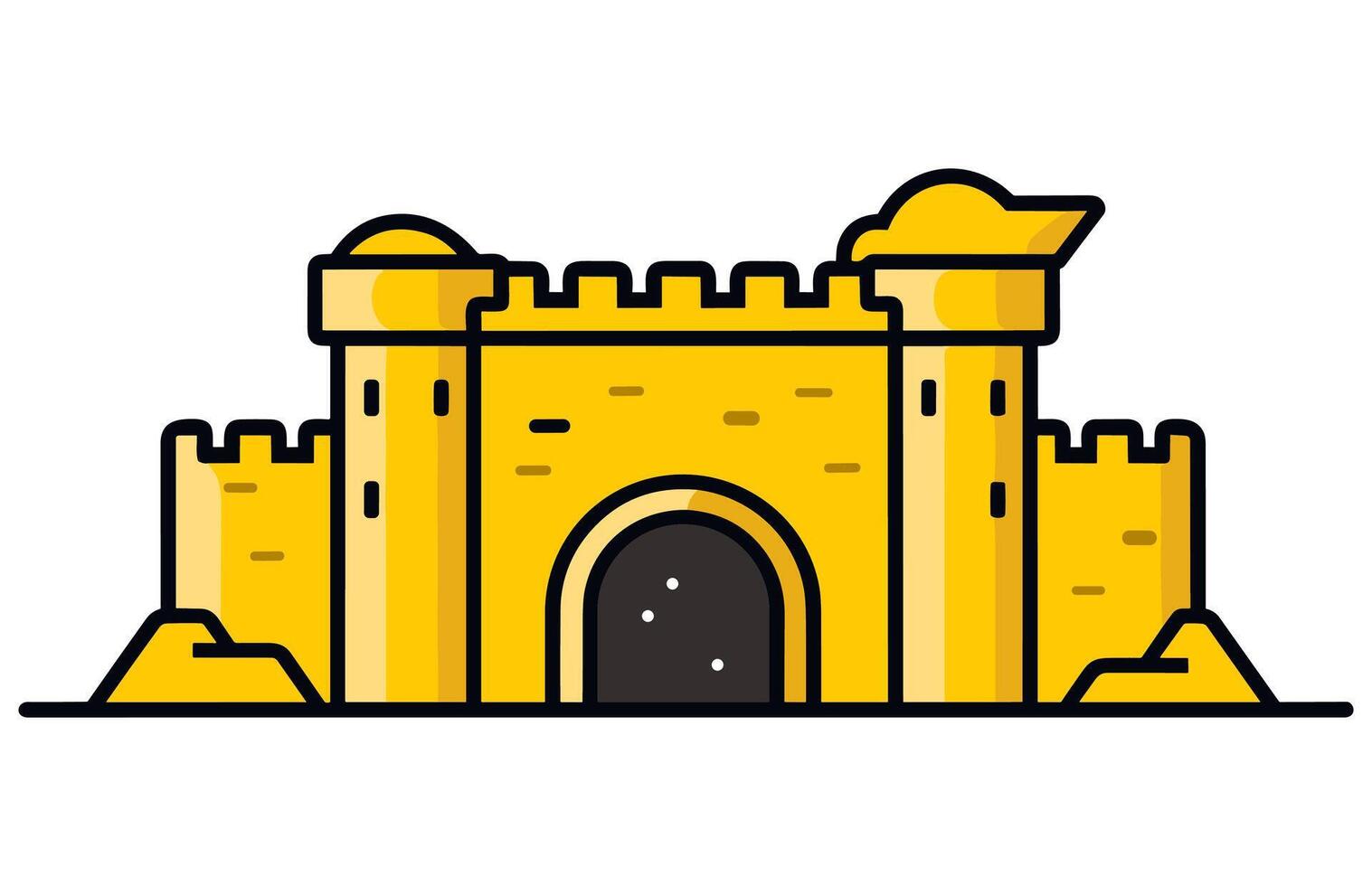 Fort Flat Vector Illustration, stylish historic sight showplace attraction vector illustration.World Heritage Site.