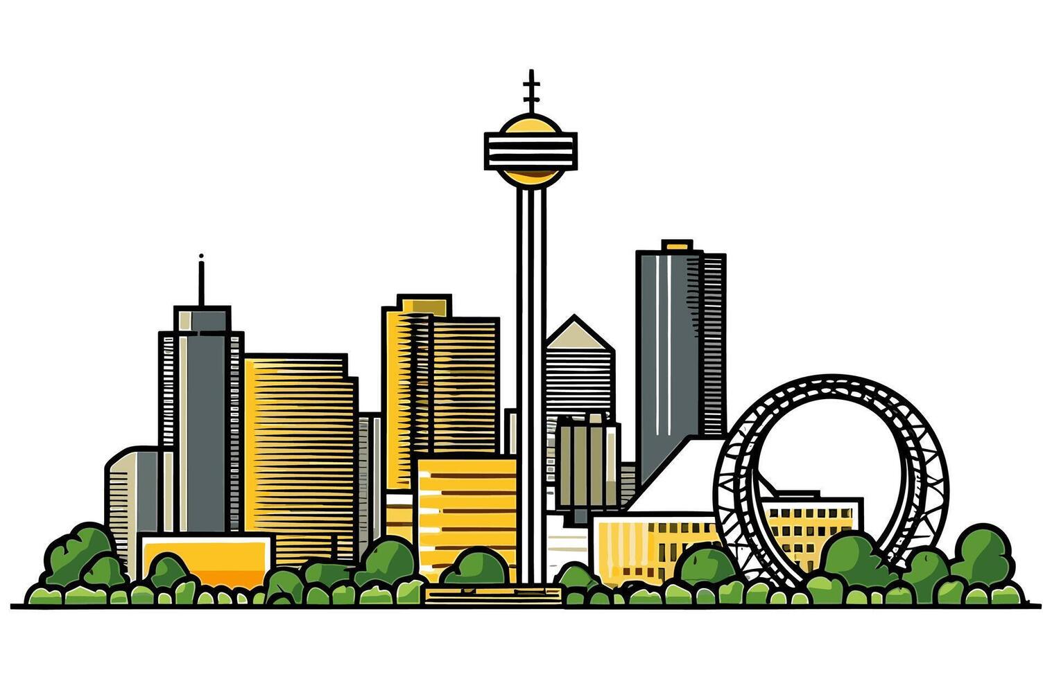Cityscape Building Abstract Simple shape and modern style art Vector design - Dallas city. Dallas skyline horizontal banner.