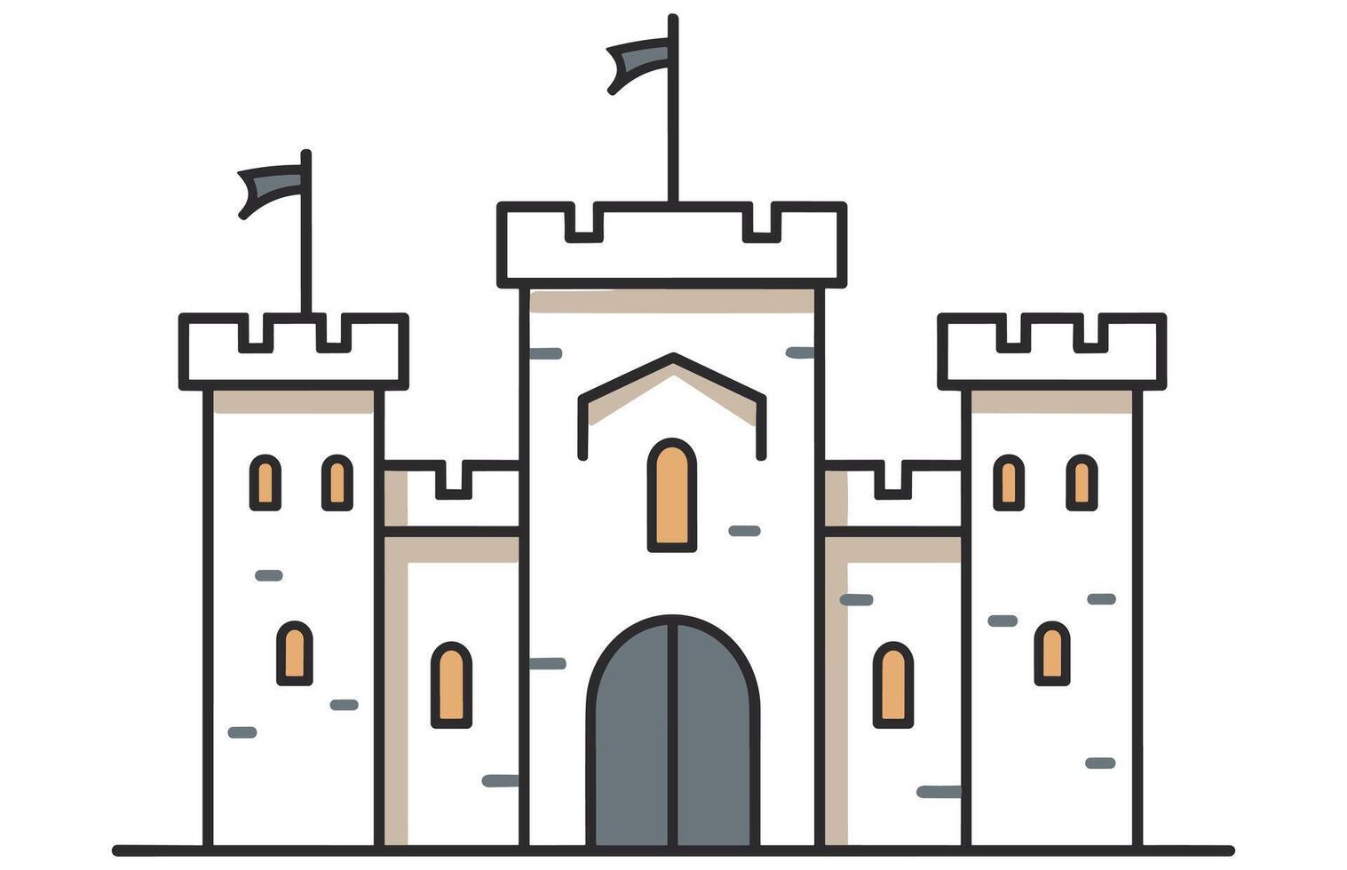 Fort Flat Vector Illustration, stylish historic sight showplace attraction vector illustration.World Heritage Site.