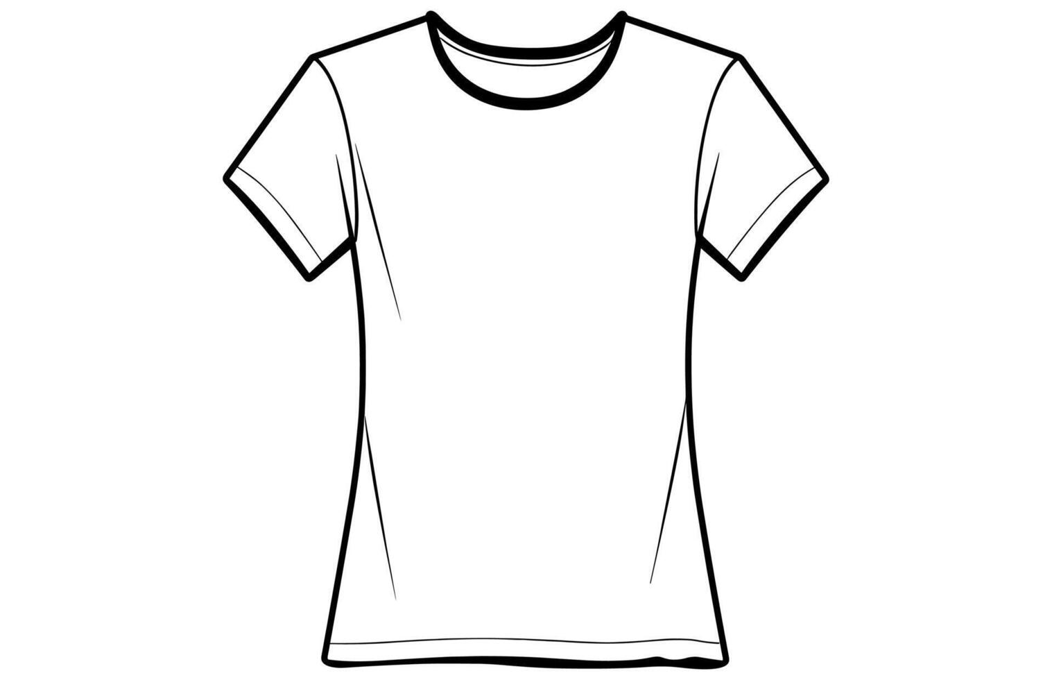 T-shirt Outline Vector free isolated on a white Background, a white t-shirt with a black trim