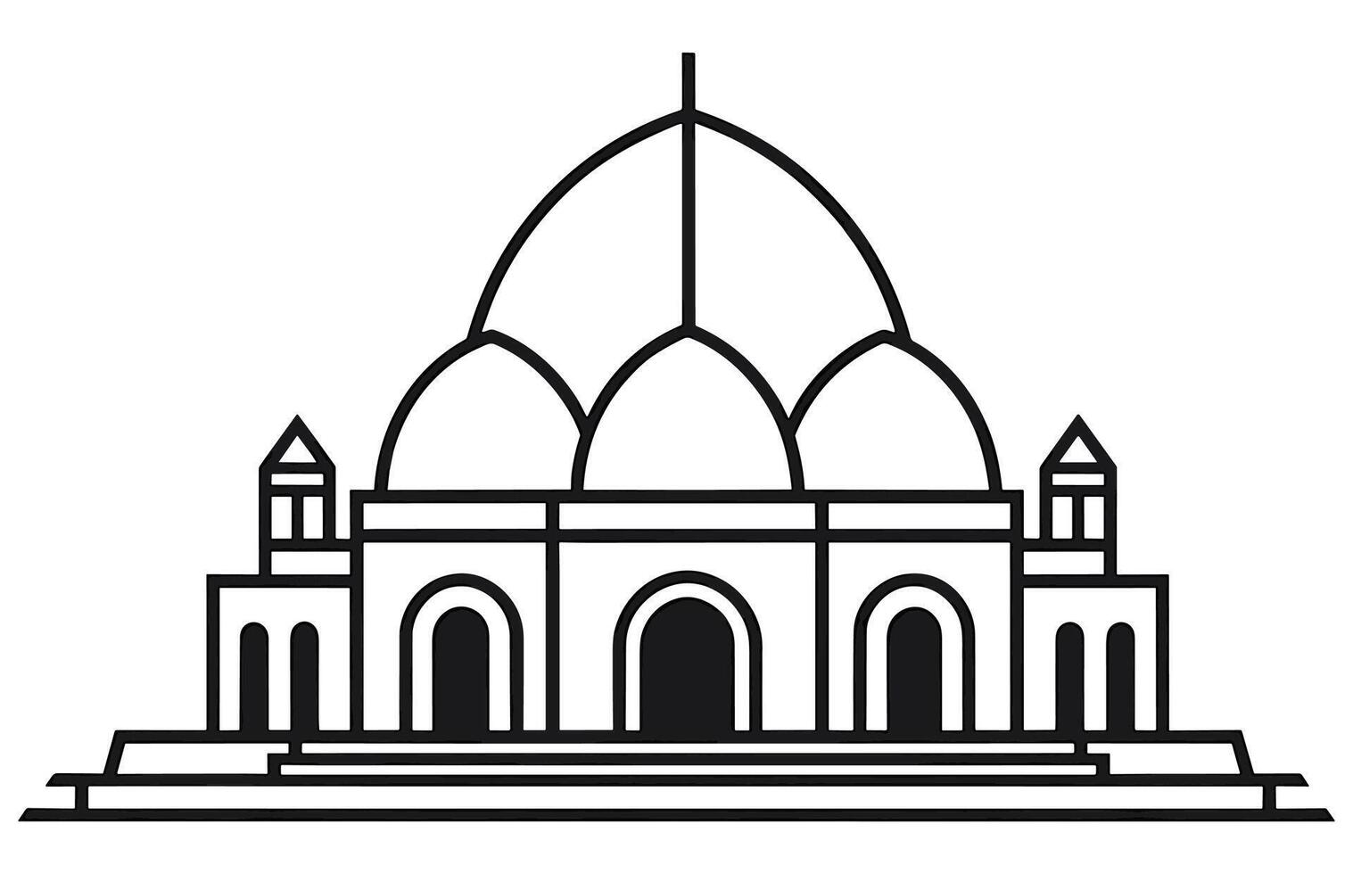 Outline Delhi India City Skyline with Historic Buildings Isolated on White. New Delhi skyline India city buildings vector line.