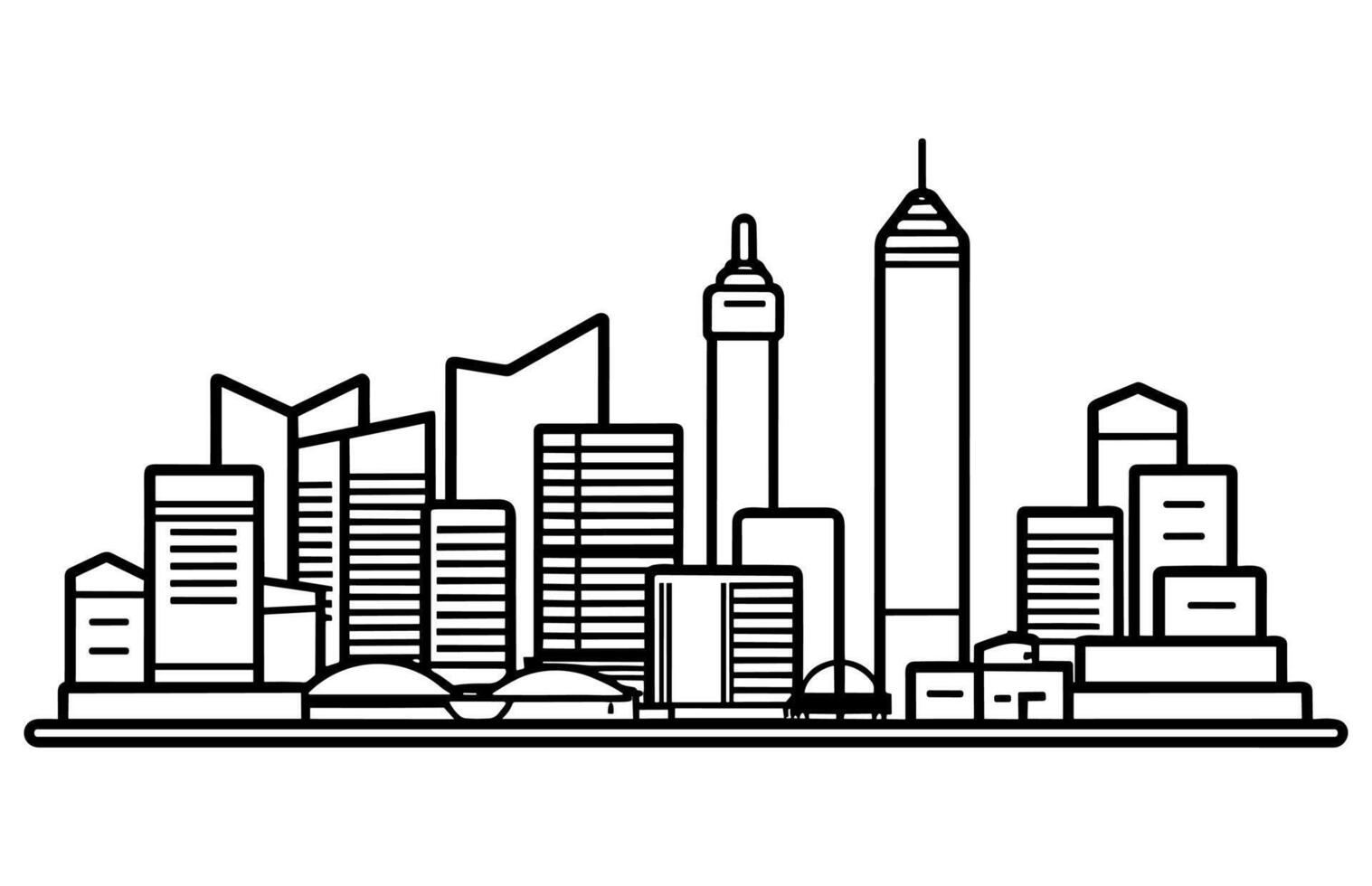 contorno hong kong China ciudad horizonte con moderno edificios aislado en blanco. vector ilustración. lineal bandera de hong kong ciudad.