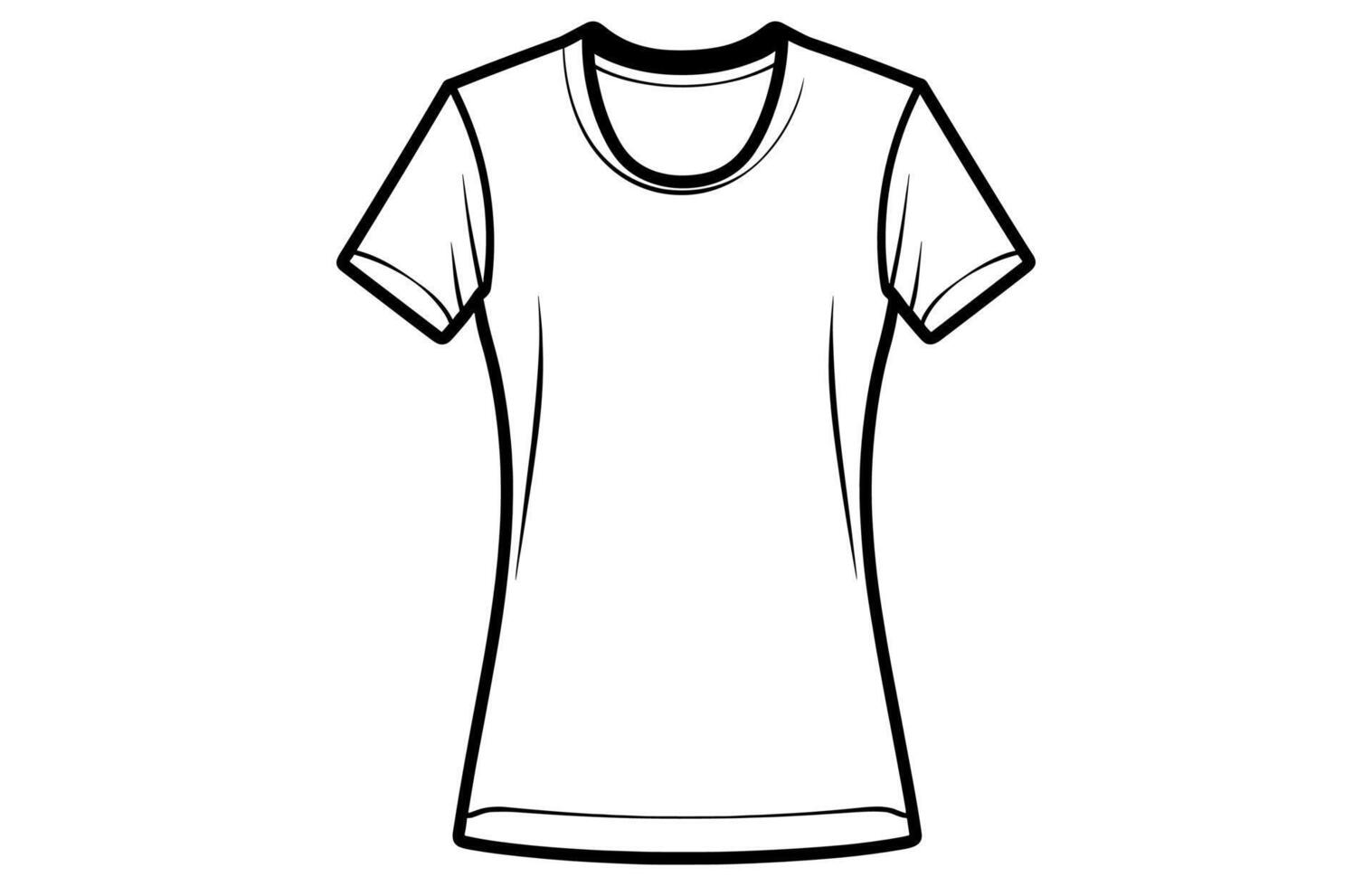 T-shirt Outline Vector free isolated on a white Background, a white t-shirt with a black trim