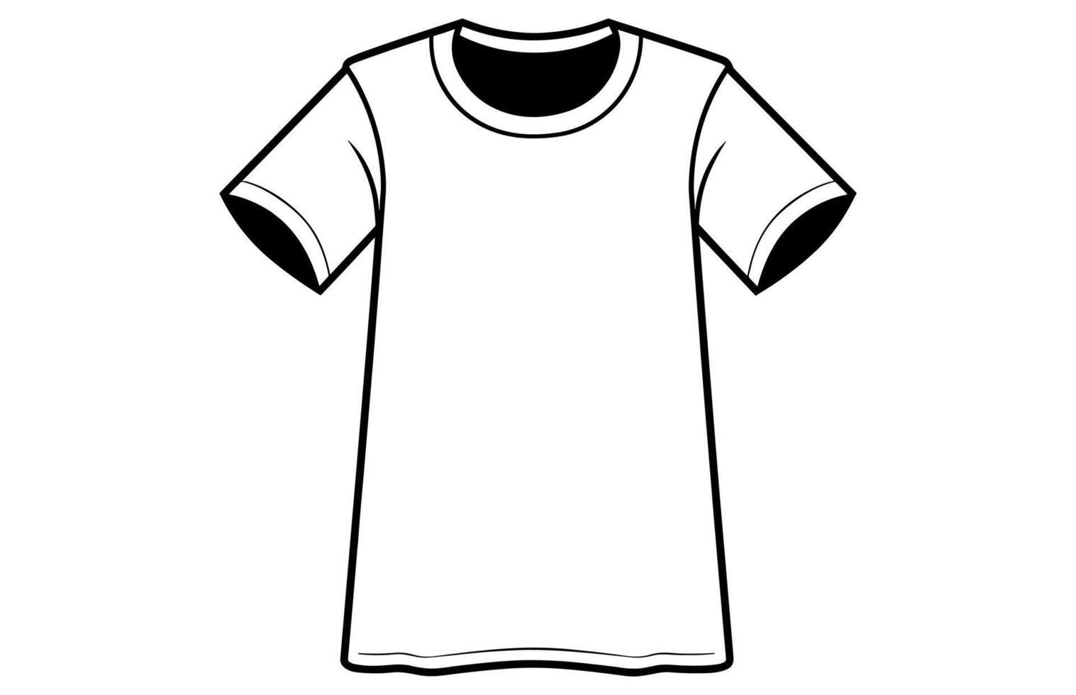 T-shirt Outline Vector free isolated on a white Background, a white t-shirt with a black trim