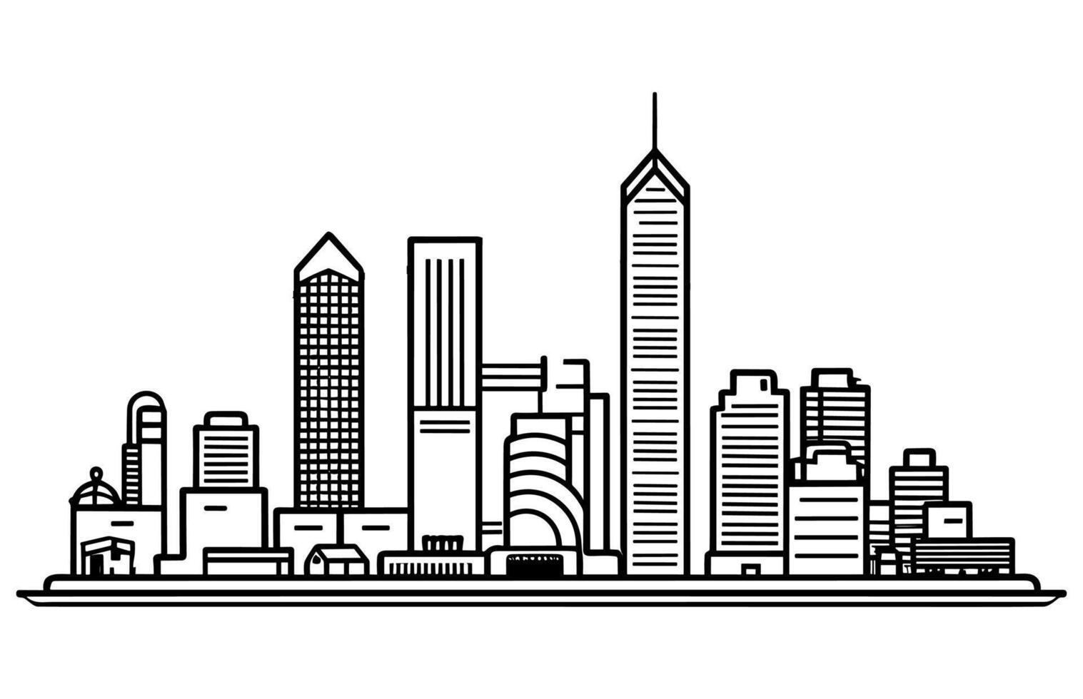 contorno hong kong China ciudad horizonte con moderno edificios aislado en blanco. vector ilustración. lineal bandera de hong kong ciudad.