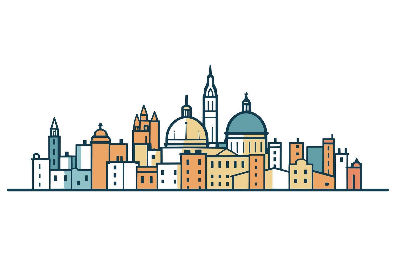 Italy City skyline silhouette, Rome Italy city skyline vector silhouette.