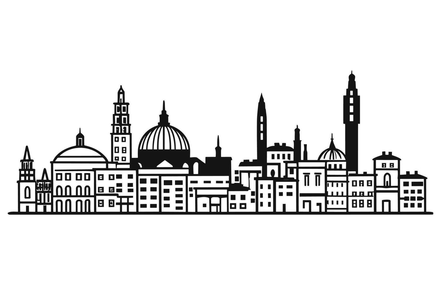 Italy City skyline silhouette, Rome Italy city skyline vector silhouette.