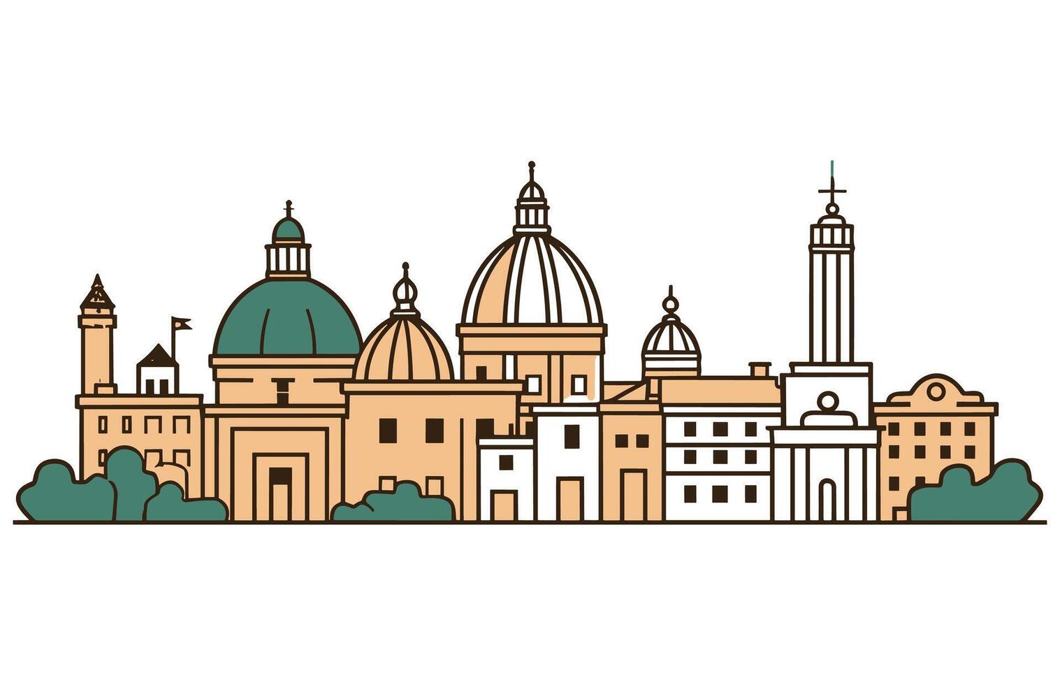 Italy City skyline silhouette, Rome Italy city skyline vector silhouette.