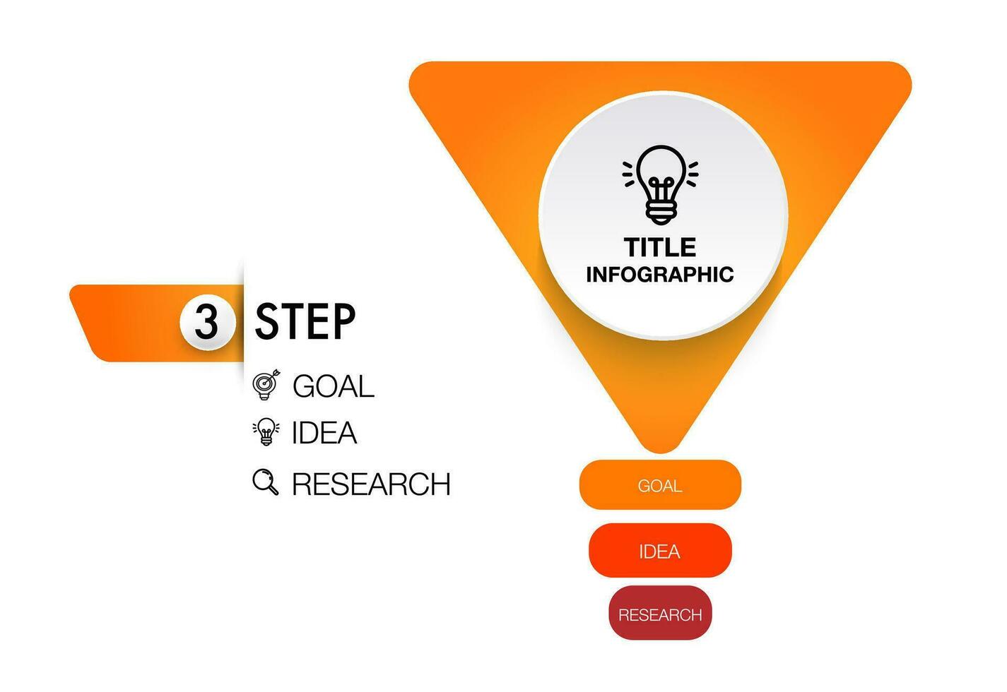Infographic template for business. 3 steps for marketing research idea goal concept vector