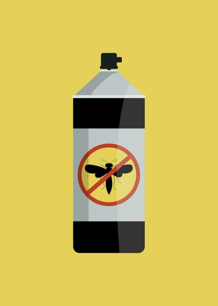 Destruction of insects of flies, mosquitoes. Cylinder, aerosol, insect killer. vector