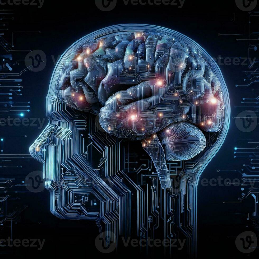 Digital evolution with brain circuitry and virtual reality art ai generative photo
