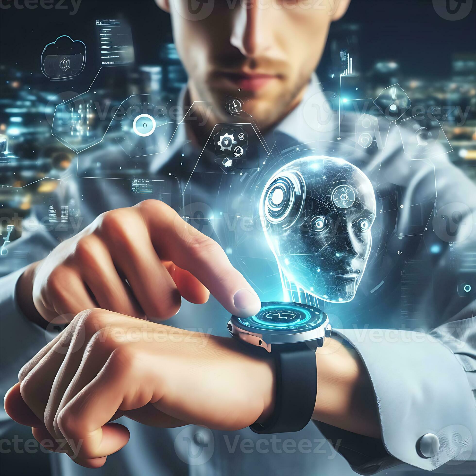 Futuristic AI infused smartwatch with seamless blend of style and ...