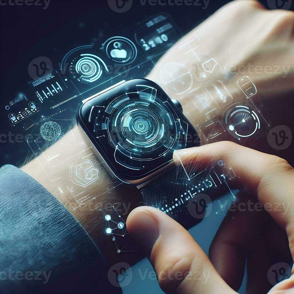 Futuristic Wrist Technology with Smart Digital Watches with AI Integration ai generative photo